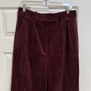 NWT Banana Republic High Rise Wide Leg Corduroy Trousers in Rich Burgundy Sz 12